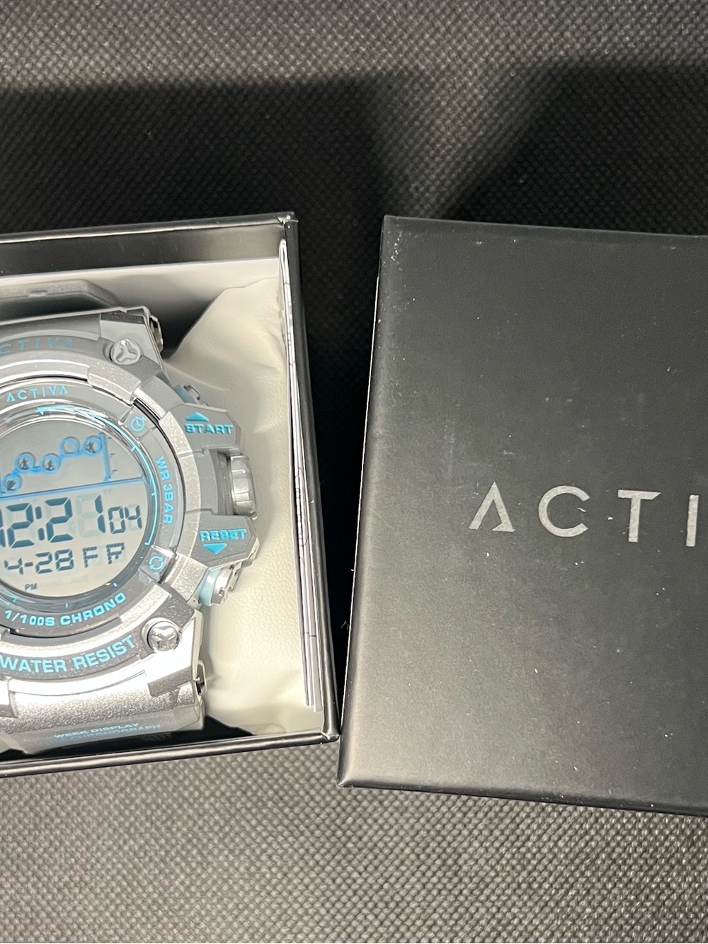 Invicta Silver Digital Sports Watch with Light Blue Accents